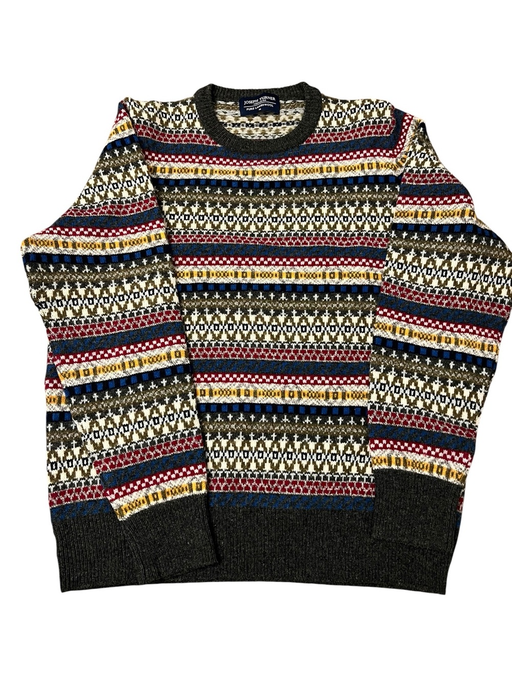 Joseph Turner 100% lambswool Fair Isle Crewneck Sweater - Multicolor size M